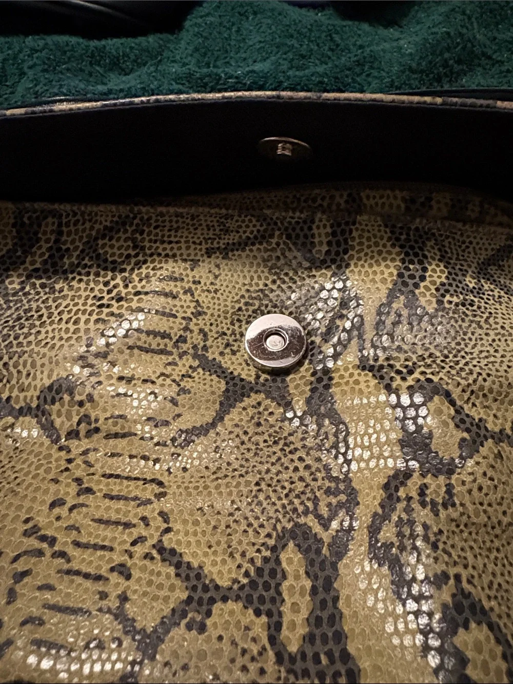 Maxx New York Snake-Print purse in Olive and Black purse - Picture 11 of 11